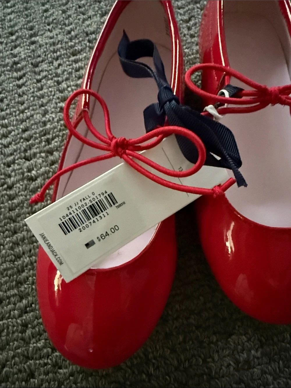 Janie and Jack girls Patent Bow Maraschino red ballet flat 13 NWT